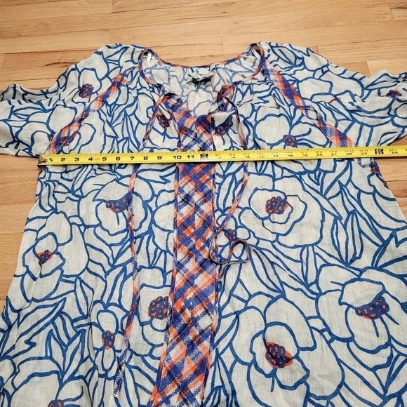 ZYGA LIN'N LAUNDRY Linen Blouse Size L Floral Art to Wear Mixed Pattern - Picture 8 of 11